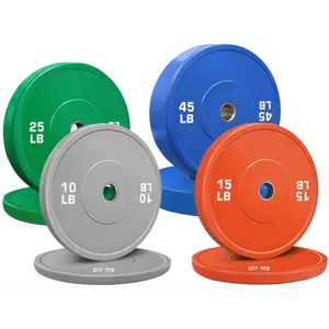 French Fitness Olympic Colored Bumper Plate Set 190 lbs - Blank (New)