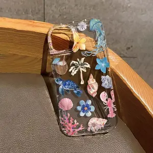 Clear Phone Case with Shell Pattern, Decorative Smartphone Protector, Anti-drop Cellphone Protective Case, Total Protective Shockproof Mobile Phone Cover for iPhone 11 12 13 14 15 16 Pro Max/Pro/Plus, Protector