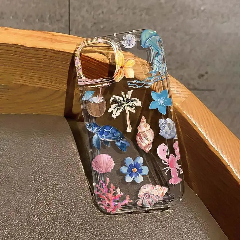 Clear Phone Case with Shell Pattern, Anti-drop Cellphone Protective Case, Total Protective Shockproof Mobile Phone Cover for iPhone 11 12 13 14 15 16