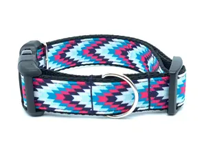 Pink Blue Tribal Aztec Southwest Native Dog Collar