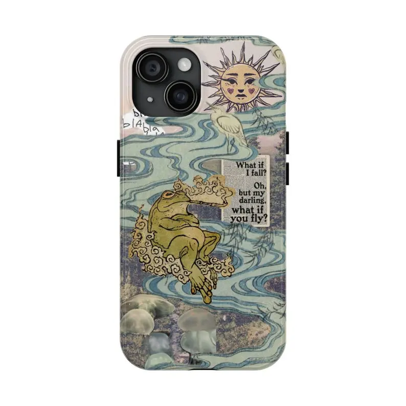 Vintage Frog Quote Shockproof Smartphone Case - Heavy Duty Protection Glossy Flexible Polycarbonate Casing, Durable Protector, Inspirational Art, Aesthetic Retro Collage, Crisp Color Resistance Accessory