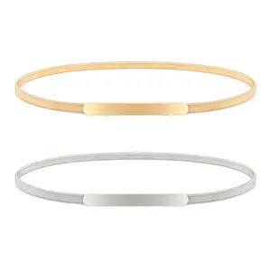 JASGOOD Women Skinny Metal Waist Belt Gold Waistband Elastic Metal Chain Waist Belt for Dress
