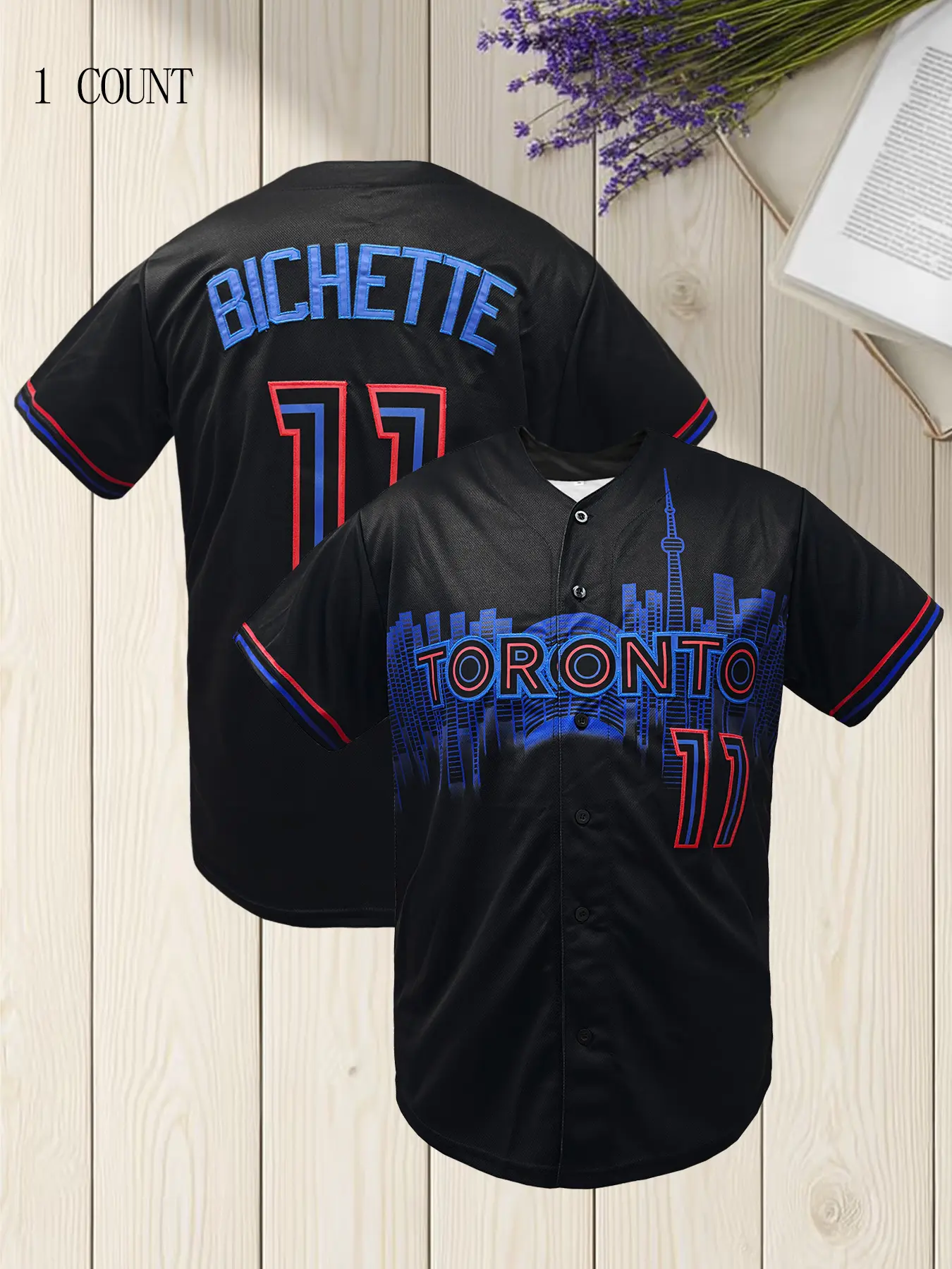 Men's TORONTO #11 Embroidered V Neck Loose-Fit Breathable Baseball Jersey, Embroidery Sportswear, Casual All-Season Sports Shirt for Outdoor Activities & Games