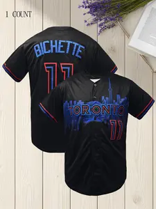 Men's TORONTO #11 Embroidered V Neck Loose-Fit Breathable Baseball Jersey, Embroidery Sportswear, Casual All-Season Sports Shirt for Outdoor Activities & Games