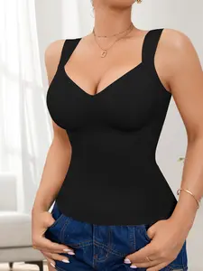 Women's Seamless Body Shaper Shapewear, Waist Cinching & Belly Control, Simple Tank Top, Outerwear, All Seasons, Solid Pattern