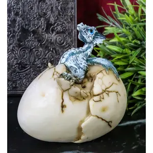 Cold Bifrost Dragon Hatchling Breaking Out Of Egg Shell Figurine Myth & Legends