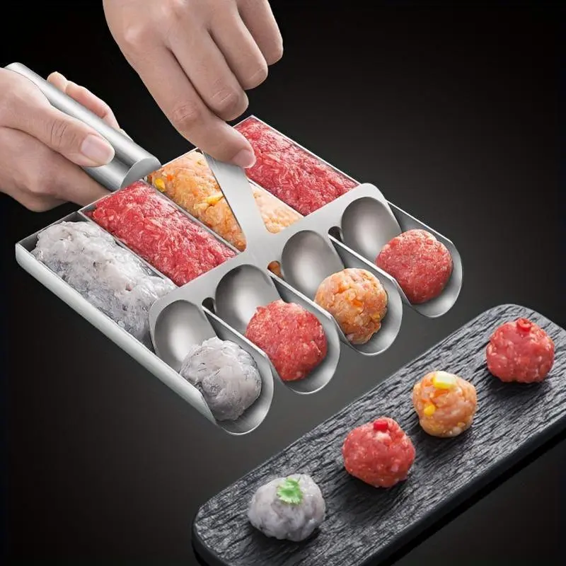 Stainless Steel Meatball & Falafel Maker Set: Non-Stick, Multifunctional Kitchen Tool for Perfectly Shaped Meatballs, Dough, and Sorbet Rice Balls