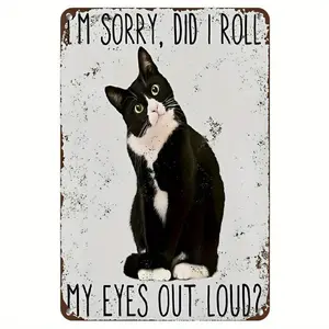 Funny Vintage Metal 1pc Signage - Cat Themed Wall Art Decoration for Home, Office, Porch, and Coffee Shop - Unique Gift for Cat Lovers