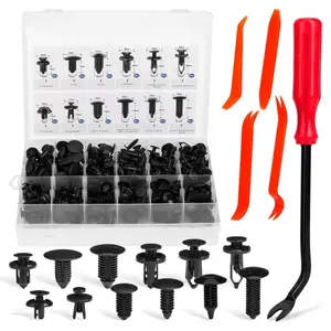 Plastic Rivets 240 Pcs Set of 12 - Popular Sizes & 5 Fastener Removers Push Retainer Kit for Auto Repair and Car Clips