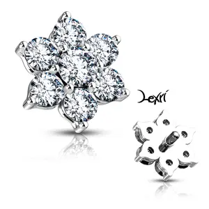 Internally Threaded Silver Flower Dermal