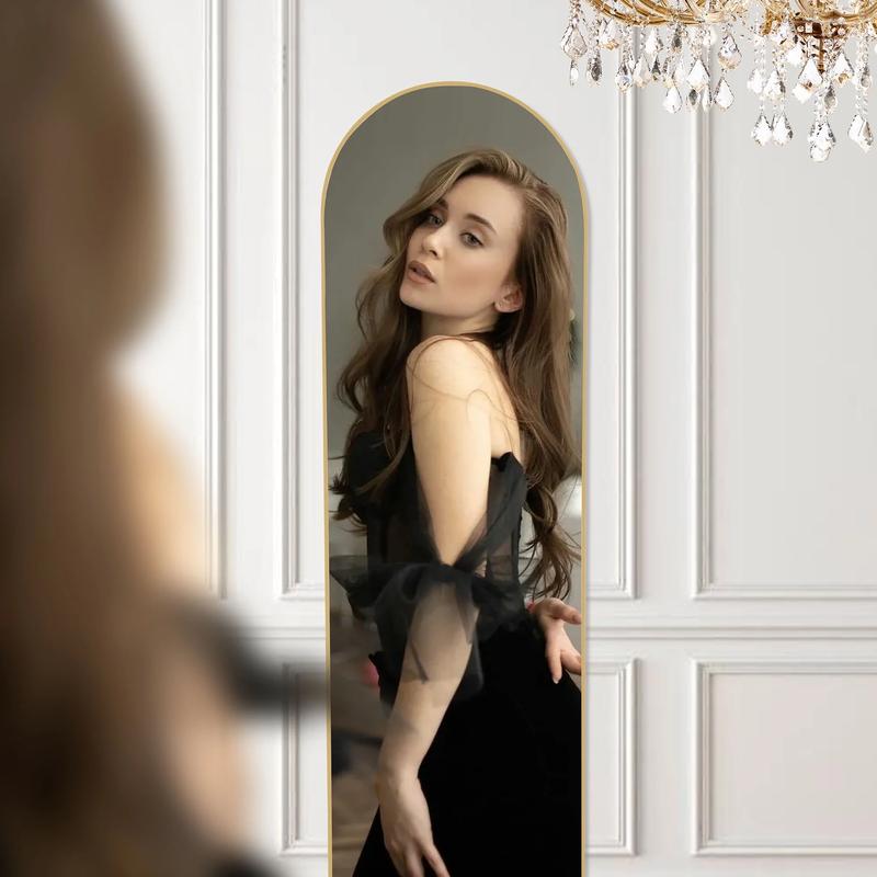 CONCETTA 64x21 Arched Full Length Mirror, Full Body Standing Mirror Floor Mirrors, Gold