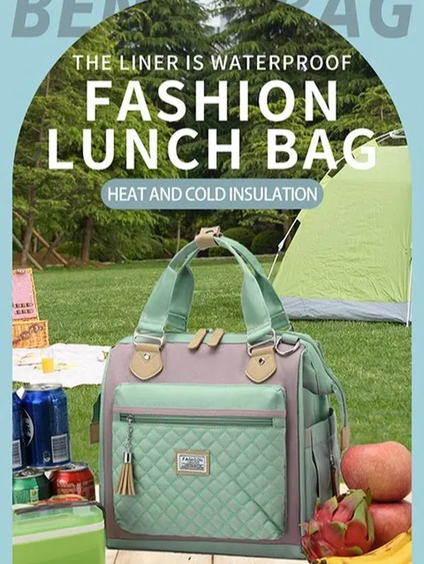 Women's Lunch Bag - Leakproof, Insulated Work Cooler Tote, Reusable Adult Bag with Side Water Bottle Pocket, Removable Shoulder Strap, Lunch Bags For Women
