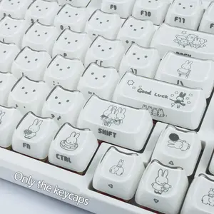 119 Key Crystal Rabbit Theme Mirror Keycaps, Absmoa Material, High Profile, Compatible with 61/87/96/98/104/108 Layouts, Not a Keyboard