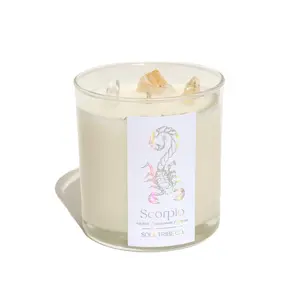 Scorpio Candle | Soul Tribe Co | Scorpio Zodiac Birthday Gift Candle | Astrology Candle with Crystals for Each Sign | Vegan & Hand-Poured