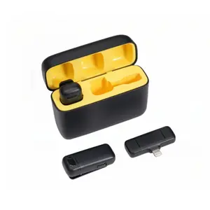 Wireless Lapel Mic for Live Streaming, 2.4GHz Noise-Canceling Compact Portable Clip-On Microphone with Charging Box, Compatible with Phone/camera