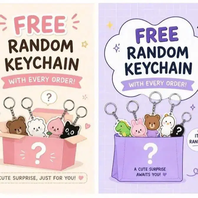 FREE Mystery Keychain Gift With Every Order | Cute Random Surprise Keychain | Free Gift with Any Purchase from Our Shop | Thank You Gift for Customers