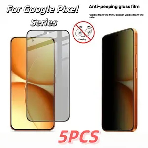 5-Pack Privacy Tempered Glass Screen Protector for Google Pixel Series, Supports Ultrasonic Fingerprint Unlock, Bubble-Free, Easy Install