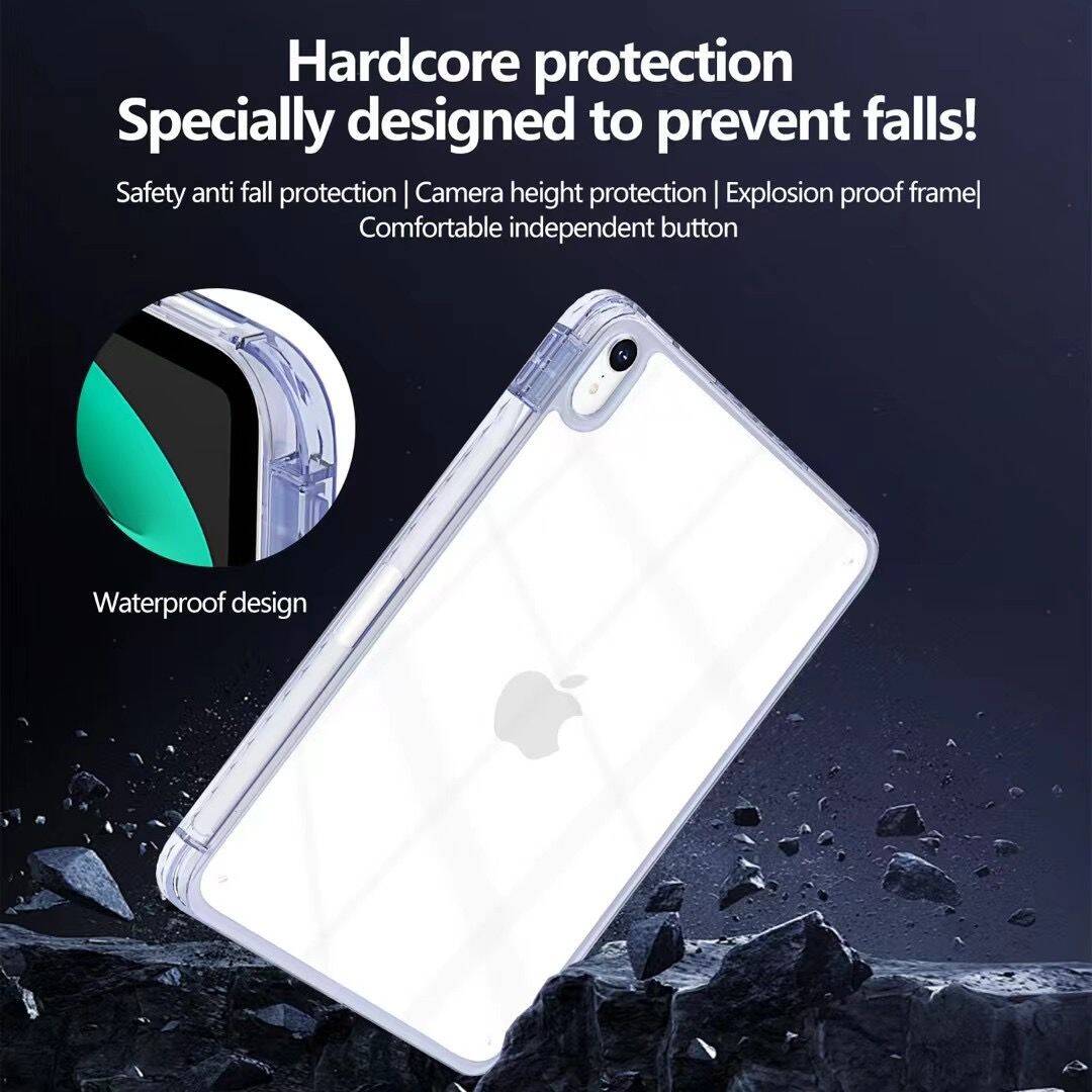 Clear iPad Case with Pencil Slot, High Transparent Slim Protective Cover for iPad 10.2", 10.9", 11", 12.9", 13", 9.7", 8.3" (Mini 6/7), Shockproof, Anti-Yellowing, Scratch Resistant, Precise Cutouts, Compatible with All iPad Generations