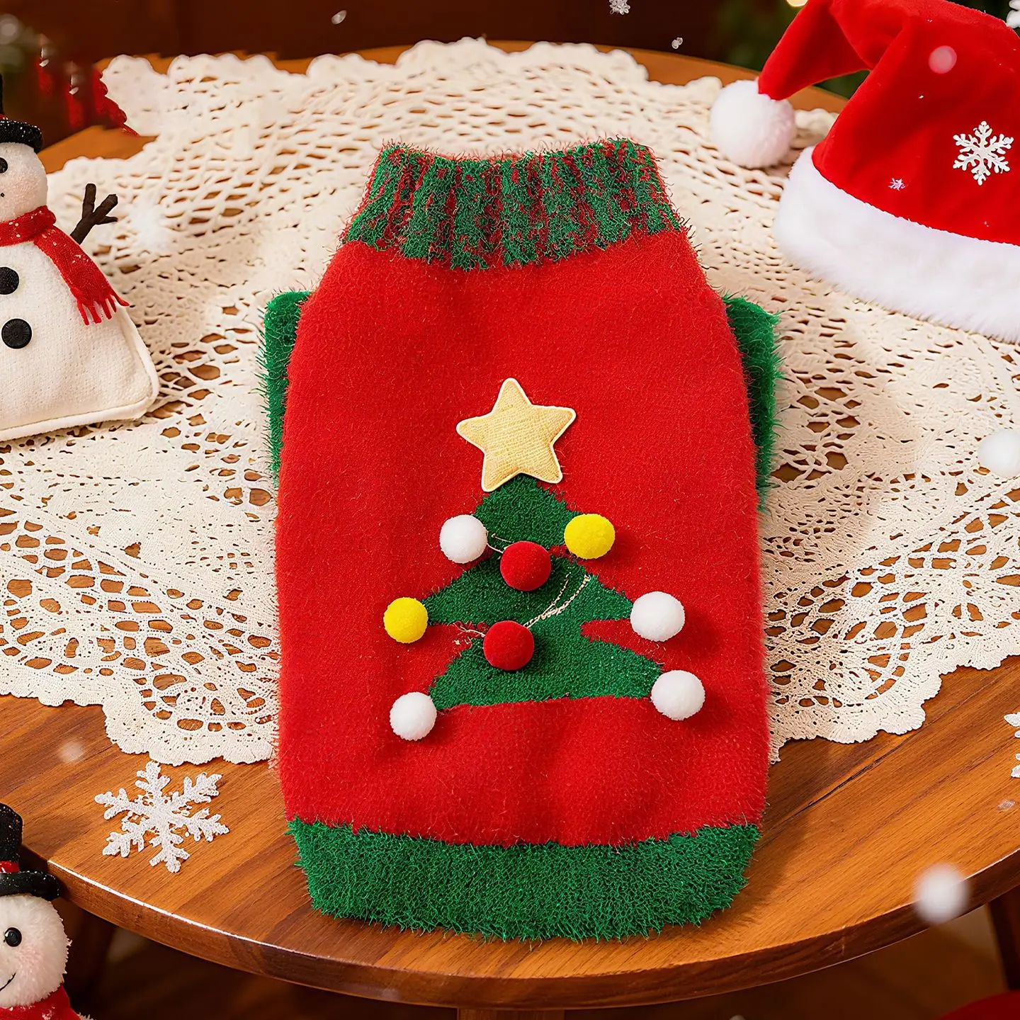 Christmas Faux Mink Dog Sweater for Small Dogs, Cozy Knitted Winter Pullover, Warm Holiday Outfit for Teddy Bichon Chihuahua