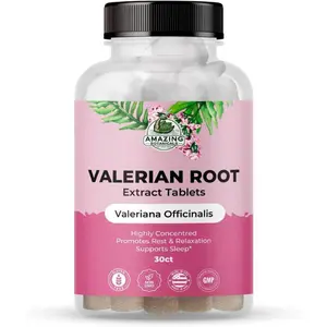 Amazing Botanicals Organic Valerian Root Supplement Tablets - 200mg Natural Extract per Tablet for Relaxation Support, Healthcare Supplement - 30-Count