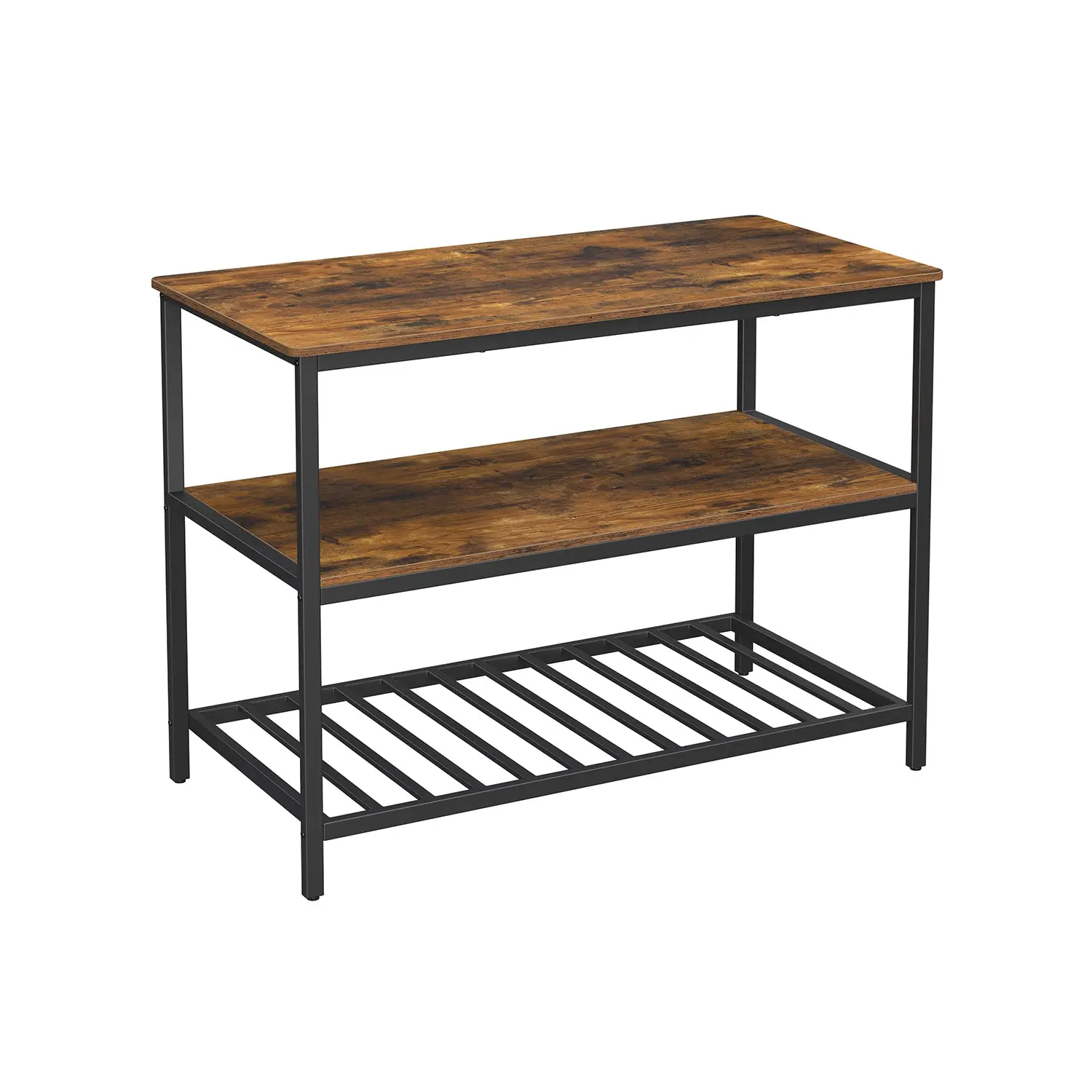 VASAGLE Industrial Kitchen Island, Storage Organizer with 3 Shelf Zones, 66lb Capacity Home Supply Storage Holder & Rack, 23.6 X 47.2 X 35.4 Inches