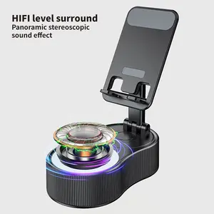 Smart Wireless Bluetooth Speaker with Induction Phone Stand for Music and Video, 5-in-1 Home Office Vertical Tablet Holder