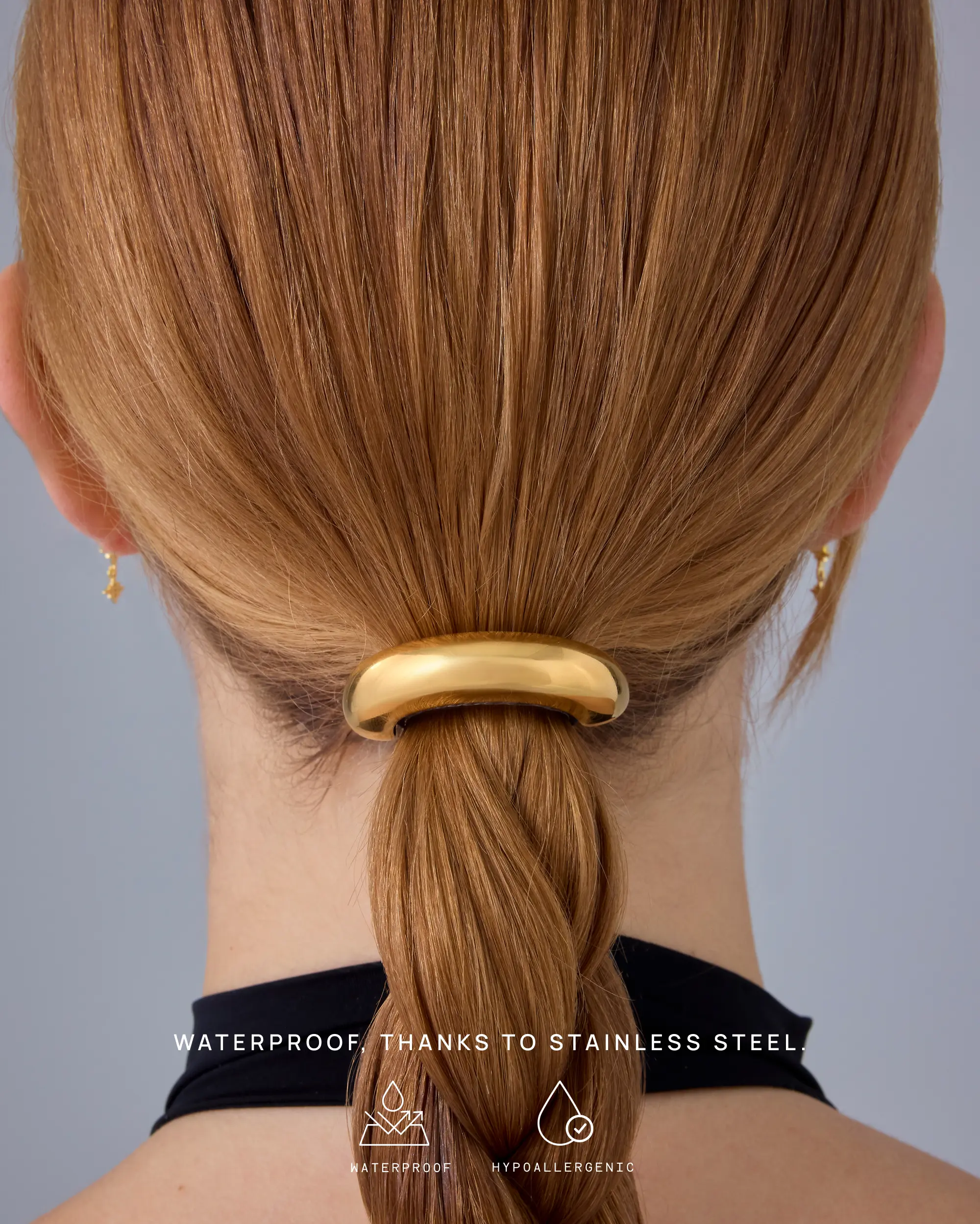 PAVOI Waterproof Chunky Metal Hair Band Ponytail Holders for Women - 14K Gold Plated Stainless Steel Statement Cuff Fashion Accessories - Stretchy Gold Hair Ties PAVOI Waterproof Chunky Metal Hair Band Ponytail Holders for Women - 14K Gold Plated Stainless Steel Statement Cuff Fashion Accessories - Stretchy Gold Hair Ties