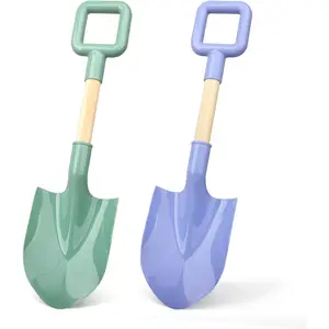 16" Wood Beach Sand Shovel Toys for Kids Adults, Heavy Duty Gardening Tools, Sturdy Spades for Sandbox Table, ABS Plastic Scoop for Sand Snow Shoveling Digging, Backyard Summer Winter Fun 2 Pack