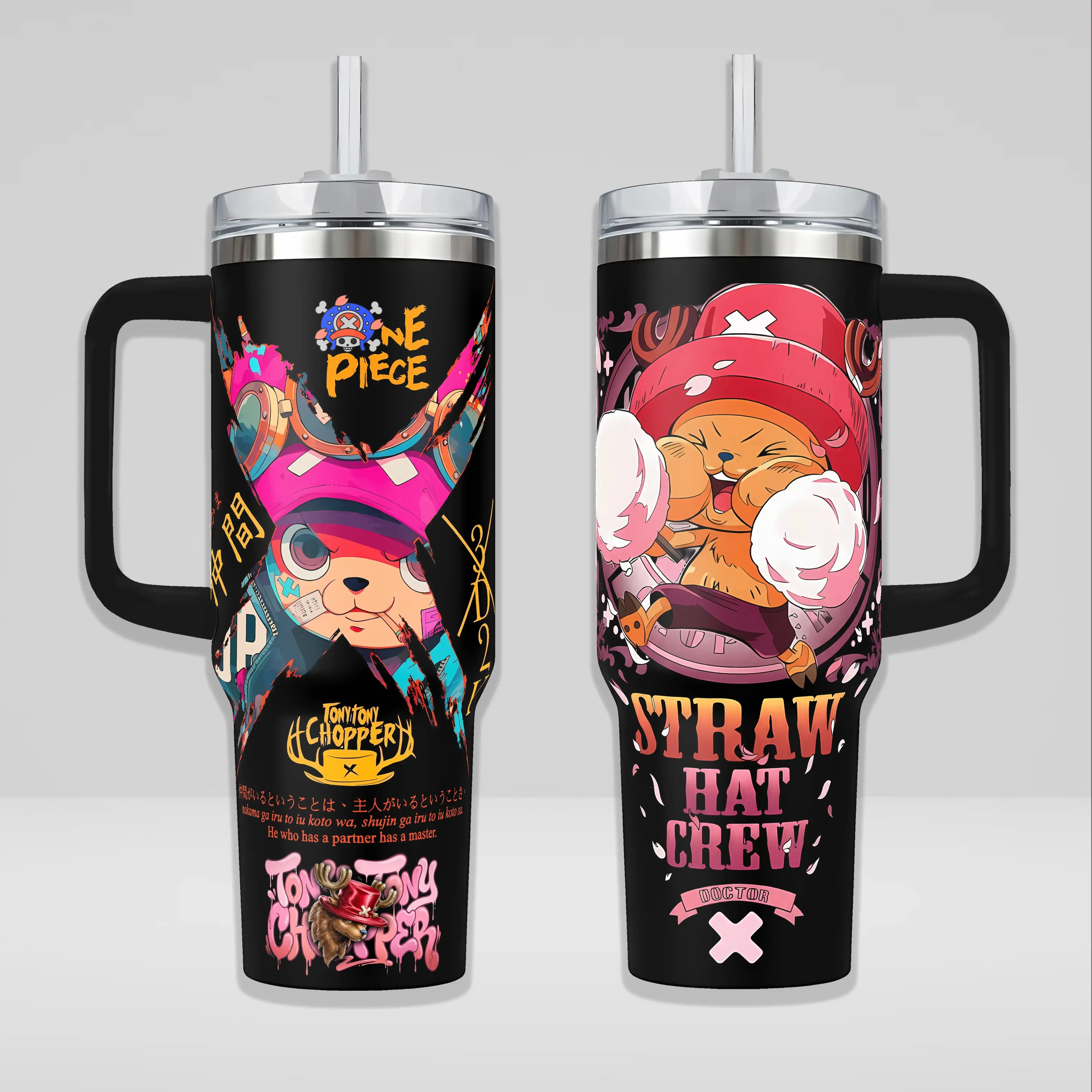 [MADE IN US] Limited Edition Tony Chopper Tumbler, Anime Straw Hat Crew Cup 40oz Tumbler With Handle, Gifts For Chopper Fans