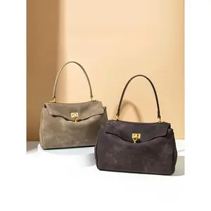 Autumn Winter Suede Tote Bag for Women Large Capacity Handbag Underarm Bag High-end Feel Versatile Kelly Bag in Grey & Charcoal