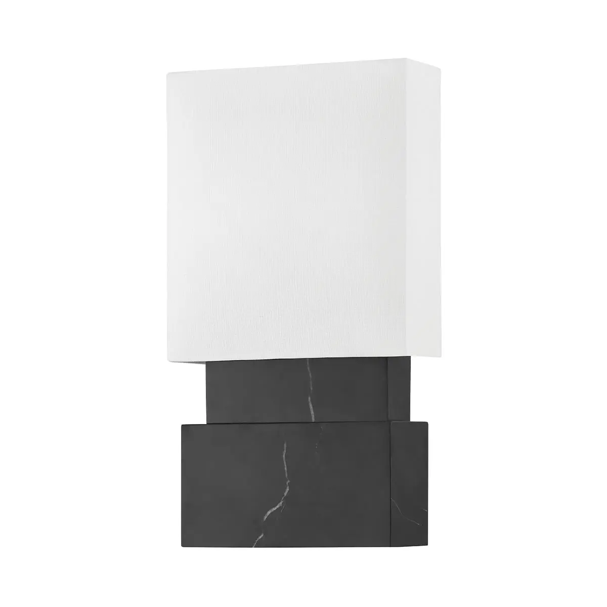 Haight Sconce With Hand-Carved Marble Base And White Linen Shade - Elegant Wall Lighting