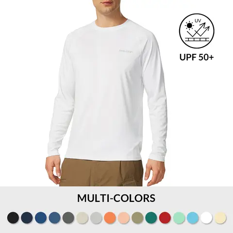 baleaf Men's UPF 50+ Sun Protection Sportswear Long Sleeve Quick Dry T-Shirt, Workout Rash Guard for Fishing, Running