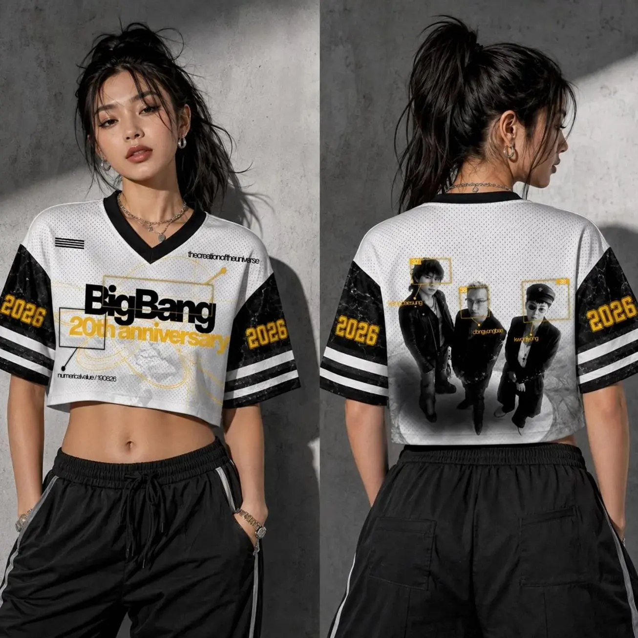 BIGBANG 20th Anniversary Mesh Jersey Crop Top, Bigbang 2026 Concert Shirt, VIP Kpop Baseball Jersey, Y2K Fan Gift, GD Jersey UFR