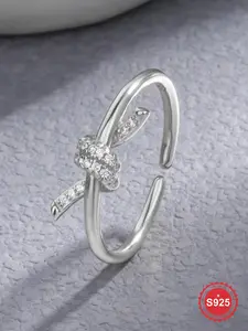 S925 Sterling Silver Knot Design Ring, Adjustable Ring for Women, Elegant Jewelry for Women, Trendy All-match & Exquisite Jewelry for Birthday Gift