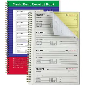 Money and Rent Receipt Book 2-Part Carbonless 7-5/8" x 11" Spiral Bound 200 Sets per Book 4 Receipts per Page (1 Packs)