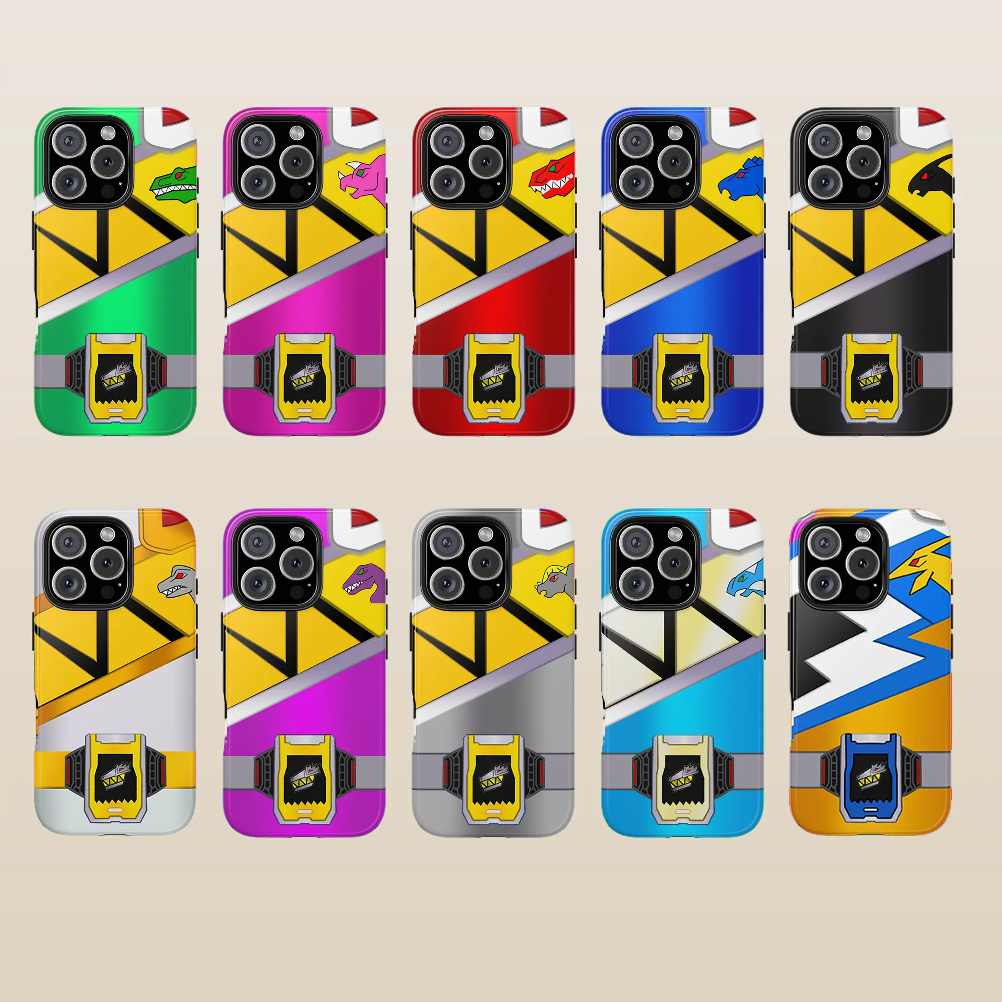Power Rang3rs Dino Charge Kyoryug3r Phone Case Collection for iPhone 16 Pro Max 15 14 13 12 11, Shockproof Durable TPU Case
