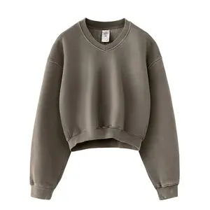 Hatant Sweatshirt for Women Acid Wash Athletic Hoodie Heritage Fleece V-neck Long Sleeve Hoodie Fleece Women Sweatshirt