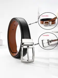 Men's Casual Solid Color PU Leather Belt, Fashionable Automatic Buckle Belt for Work Office, Daily Clothing Decor, Trendy All-match & Exquisite Belt for Gift