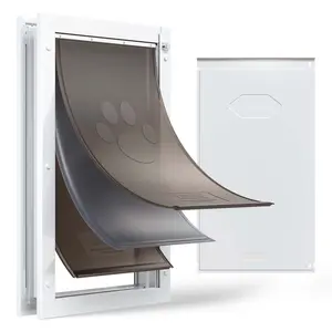 Pet Door X-Large With Three Magnetic Flaps And Metal Frame, Weatherproof Dog Door For Interior And Exterior Doors, Heavy Duty Construction, Easy To Install, Smooth In And Out Access For Dogs, White