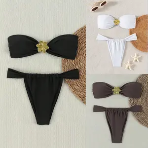 Cut-Out Bandeau Bikini Set – Strapless Two-Piece Swimwear