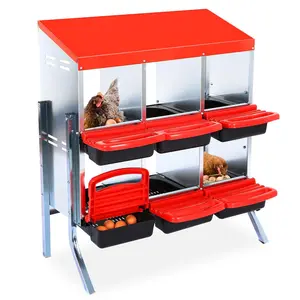 1 set 06mm galvanized sheet with powder coated top cover and plastic tray nest box without 8 compartment nest box with red legs