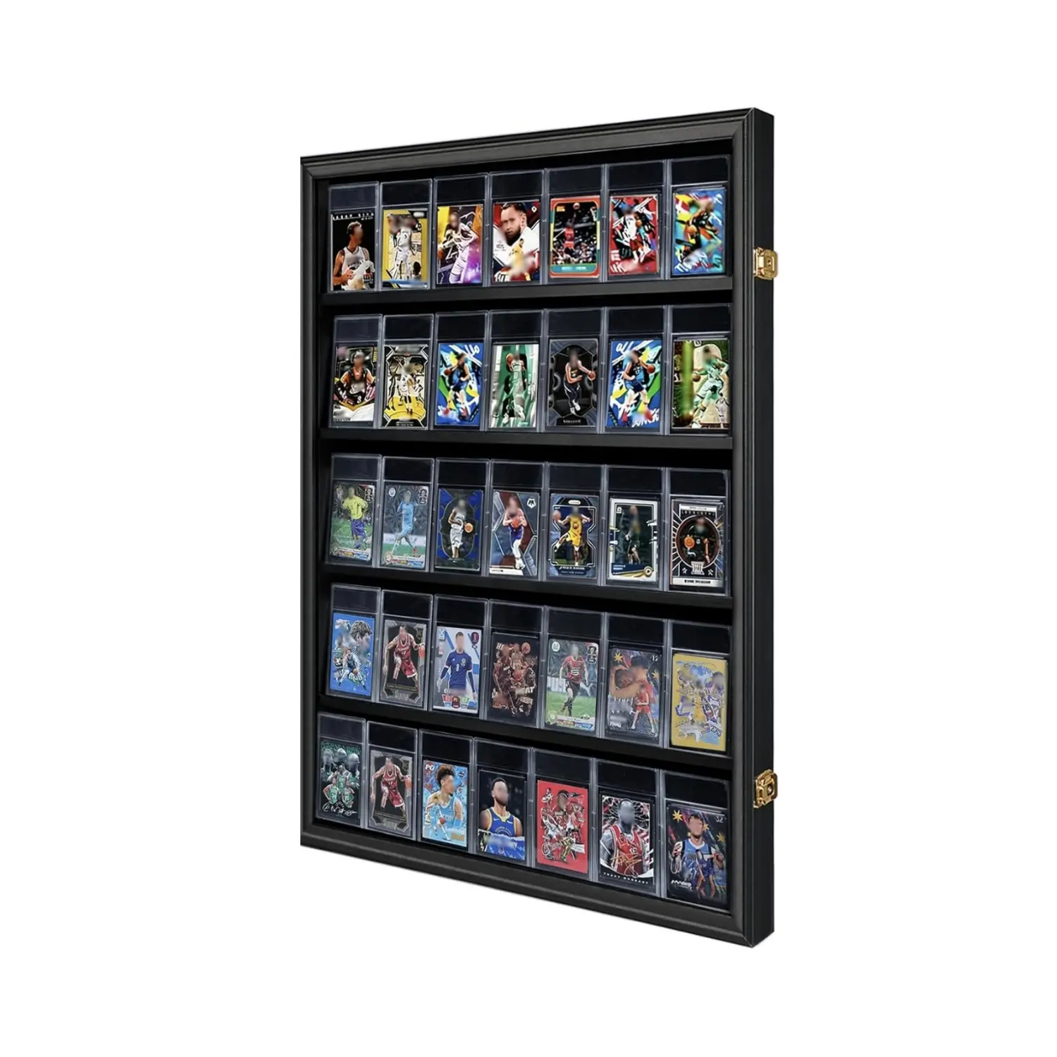 CRDC 35 Graded Sports Card Display Frame - Holds Sport Cards with UV Protection Clear View Lockable Wall Cabinet。Suitable for all collectible sports trading cards of football, basketball, baseball, hockey and more.
