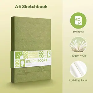 Arrtx Premium Hardcover Sketch Book, 60 Sheets/120 Pages, 180 GSM Thick Acid-Free Drawing Paper, Hardbound Sketch Pad with Inner Pocket