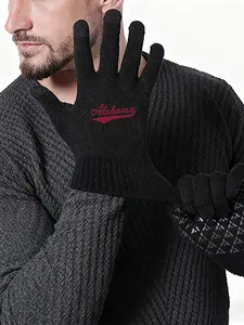 Alabama Print Winter Warm Knit Gloves with NonSlip Grip for Outdoor Activities and Casual Wear  Perfect Cold Weather Accessories for Men and Women  Ideal Christmas Holiday Gift for Loved Ones and Seasonal Festive Celebrations