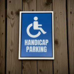 Handicap Parking Sign, 5x7 inch Acrylic Signs, Choose from 20 Warning and Policies, Each Sign Comes With Double Sided Tape for Easy Displaying. (Design 14)