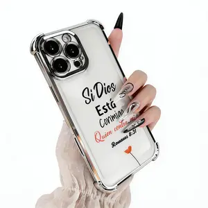 CAFELE Electroplated Letter Pattern Phone Case for iPhone 17 16 15 14 13 Series Transparent Protective Cover Reinforced Corners Shockproof Slim Case Compatible with Pro Max Plus,US Local Fast Shipping