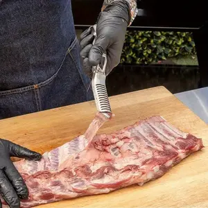 BBQ Rib Skinner, Rib Prep Pro, Rib Membrane Remover Tool, Rib Prep Pro Stainless Steel Rib Membrane Removal Tool, The Ultimate Rib Prep Tool, for Easy Removal, Dishwasher Safe BBQ Accessories (1pc) Father Gift Kitchen Utensils