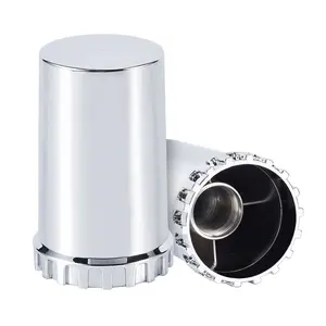 33mm Lug Nut Covers Screw On, 33mm x 3 1/2 inch Chrome ABS Plastic Cylinder Nut Covers Thread On Lug Nut Covers Kits for Semi Trucks Trailers