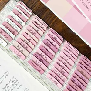 Pink Repositionable Bible Tabs for Women, Laminated Large Print Stickers, Easy to Read and Apply, Fits Standard and Catholic Bibles thinkor