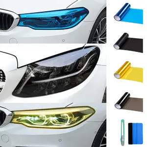 1ft x 5ft Extra-Wide Headlight Taillight Vinyl Tint Wrap Self Adhesive Fog Light Film Sheet Sticker Cover With Tools
